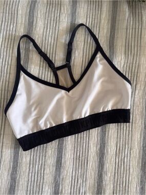 PINK Victoria's Secret White and Black Racerback Sports Bra